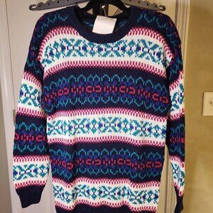Jamie Scott Vintage Knit Ski Winter Pullover Round Neck Sweater Medium